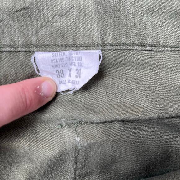 VINTAGE OG-107 MILITARY ARMY PANTS 38X31 GREEN 80S - Picture 3 of 5